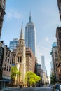 The Marble Collegiate Church and Empire State building in Manhattan, NYC Royalty Free Stock Photo