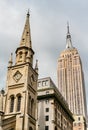 Marble Collegiate Church and Empire State Building in New York City, USA Royalty Free Stock Photo