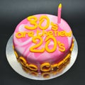 Marble colored cake for celebrating the 30th birthday Royalty Free Stock Photo