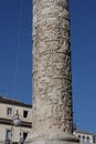 The marble Column of Marcus Aurelius in Piazza Colonna square in Rome, Italy. It is a Doric column about 100 feet high built in 2n