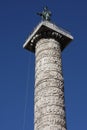 The marble Column of Marcus Aurelius in Piazza Colonna square in Rome, Italy. It is a Doric column about 100 feet high built in 2n