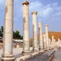 Marble columns of the ancient Roman city Royalty Free Stock Photo