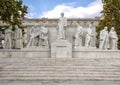 Marble complex of statues with central figure Lajos Kossuth, standing among fellow politicians, Kossuth Square, Budapest, Hungary