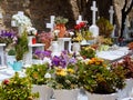 Marble Crosses in Cemetery