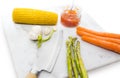 Marble cutting board with vegetables