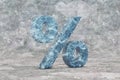 Marble 3d percent symbol. Blue marble sign on stone background. 3d render