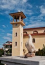 Marble Dove and Bell Tower on Greek Orthodox Church, Greece Royalty Free Stock Photo