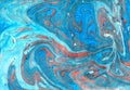 Marble ebru colorful acrylic pouring pattern background.