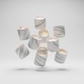 Marble effect candle containers floating in mid air on white background Royalty Free Stock Photo