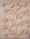 Marble flowers bas-relief - exterior detail of Taj Mahal, Agra, Uttar Pradesh, India Royalty Free Stock Photo
