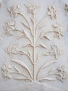 Marble flowers bas-relief on Taj Mahal in Agra, Uttar Pradesh, India Royalty Free Stock Photo