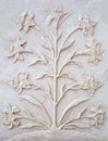 Marble flowers bas-relief on Taj Mahal in Agra, Uttar Pradesh, India Royalty Free Stock Photo