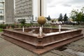 Marble fountain in the city park. Improvement of the courtyard area.