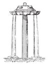 Marble fountain, vintage engraving