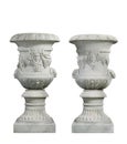 Marble garden urns isolated