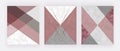 Marble geometric design with pink and grey triangular, rose gold foil texture, polygonal lines. Modern background for wedding invi Royalty Free Stock Photo