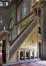 Marble golden floral ornate minbar Platform, Blue Mosque, Istanbul, Turkey