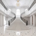 Marble Grand Stairway, Mansion Grand Stair, Big White Palace Stairs, Luxury Entrance Design Royalty Free Stock Photo