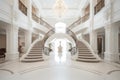 Marble Grand Stairway, Mansion Grand Stair, Big White Palace Stairs, Luxury Entrance Design Royalty Free Stock Photo