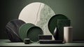Marble And Green Leaf Collection Dark Emerald And Light Black Plates