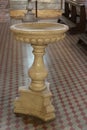 Marble holy water font for blessing and Christian religion