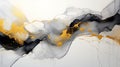 Marble ink paint abstraction with gold. Alcohol ink abstract background. Black, gold and white liquid texture.