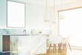 Marble kitchen with poster, side, toned Royalty Free Stock Photo