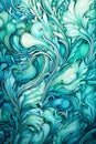 Marble Leaves in Cyan: A Mesmerizing Swirl of Blue and Green on