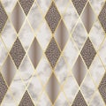 Marble and Leopard Luxury Geometric Seamless Pattern Royalty Free Stock Photo