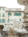 Marble lions of the fountain located in Farinata degli Uberti Sq