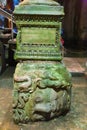 Istanbul, Turkey - 04 24 2015: A marble Medusa head sculpture used as a column base in the Basilica Cistern Yerebatan Sarnici Royalty Free Stock Photo