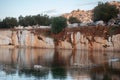 Marble mines red rocks in Estremoz Borba and Vila Vicosa, Alentejo, Portugal