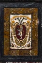 Marble mosaic coat of arms of Cortona