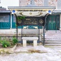 Marble Musalla stone, a platform used for funeral prayers, in the courtyard of the Cinili Mosque, Istanbul, Turkey