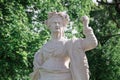 Marble old woman statue in Peterhof.