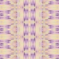 Marble paper tribal ikat background. Seamless pattern with vertical broken stripe woven diamond. Bleached gradient resist lilac