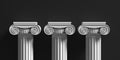 Marble pillars columns classic greek against black background. 3d illustration