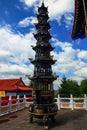 View of marble pinnacle in Medicine Buddha old temple in Jingpo lake geopark