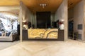 Marble reception desk in luxury hotel