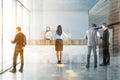 Marble reception desk in white office, people Royalty Free Stock Photo