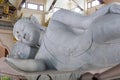 Marble of Reclining Buddha statue in Temple of watpaphukon. Royalty Free Stock Photo