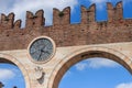 Clock at Portoni della Bra in Verona, Italy