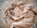 Marble relief showing the myth of Telephus, Pompeii, Italy