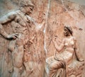 Marble relief showing the myth of Telephus, Pompeii, Italy