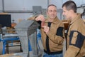 Marble repair workers at factory Royalty Free Stock Photo