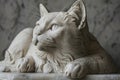 Marble Repose of a Serene Feline