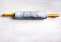 Marble rolling pin. Baking background. Free space for text Royalty Free Stock Photo