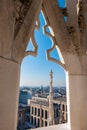 Marble sculpture on the roof of Duomo Milan Cathedral from the roof Royalty Free Stock Photo