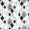 Marble seamless pattern. Repeating white and black marble texture. Geometry floor. Mosaic background. Design home prints. Repeated Royalty Free Stock Photo