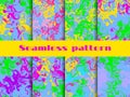 Marble seamless pattern set. Marbled paper watercolor. Drawing on the water. Grunge textures. Mixture of paints. Vector Royalty Free Stock Photo